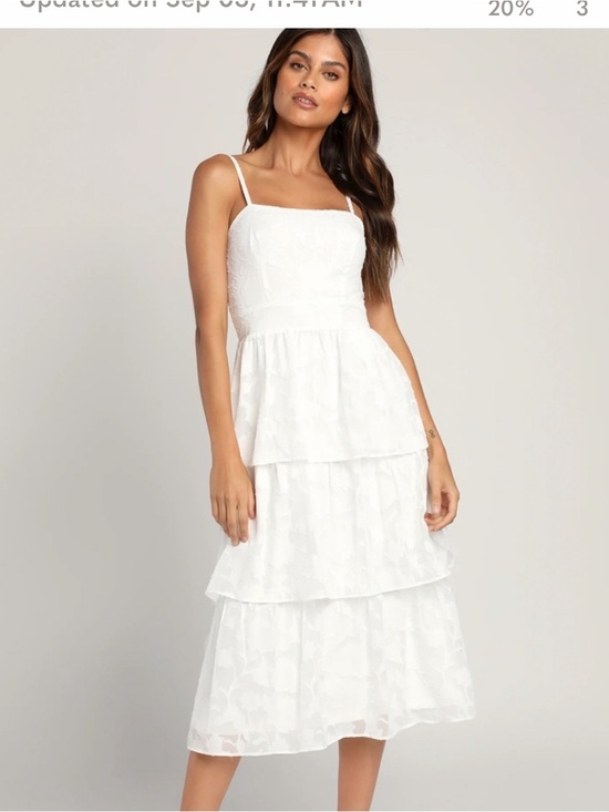 Lulus Dresses & Skirts - Lulu's White Floral Tiered Midi Dress with Spaghetti Straps